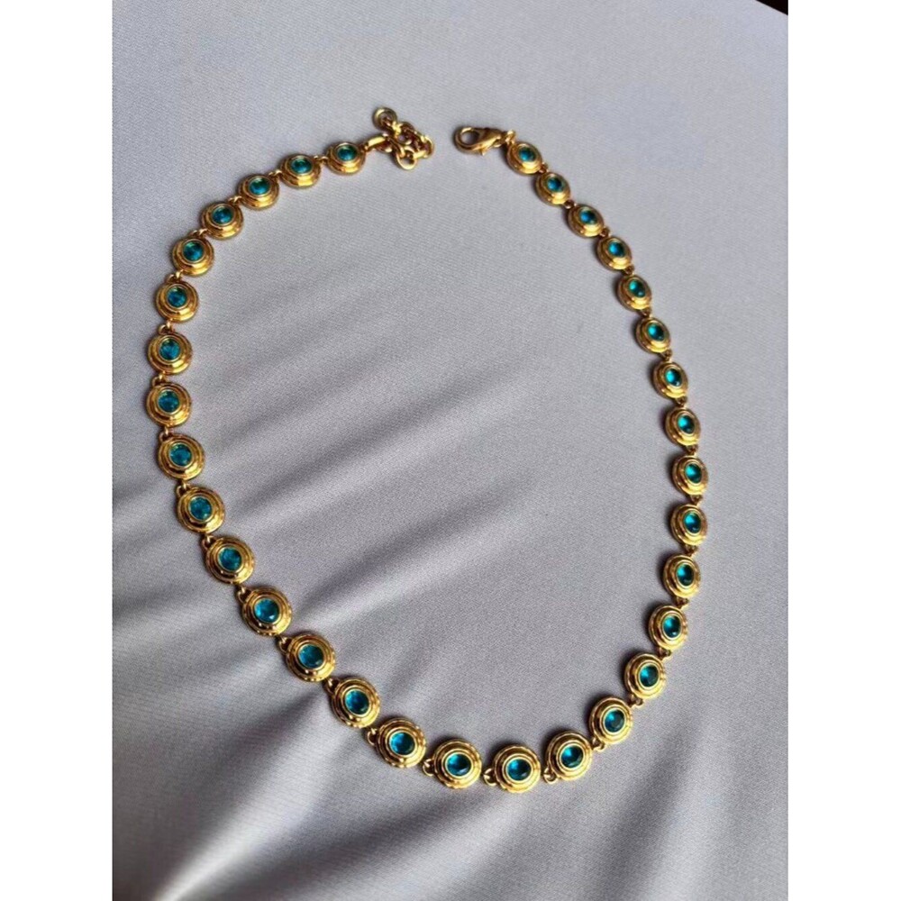 Brand New. $285 Julie Vos Tudor Tennis Necklace Peacock Blue